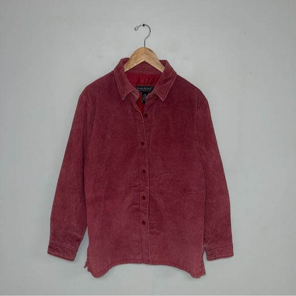 Dialogue Vintage Leather Jacket Women's Size Medium Red Shacket Lighweight Lined - Picture 5 of 8